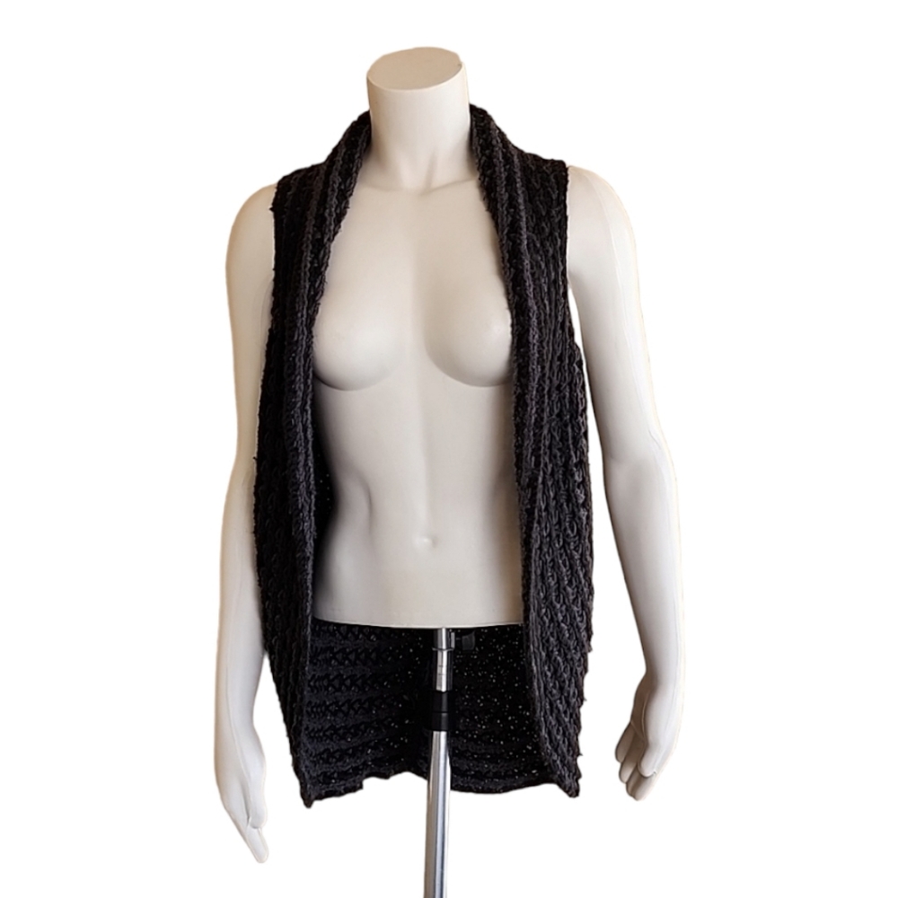 SLEEPING ON SNOW ANTHROPOLOGIE Cocoon Wool Sweater Vest S M Crochet Cardigan - Picture 13 of 16